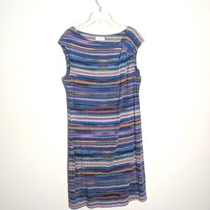 Calvin‎ Klein Womens Dress Striped Multi-color Colorful Asymmetrical Sleeves 12